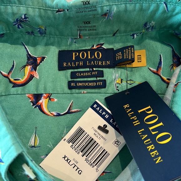 🎉Host Pick🎉Polo Ralph Lauren Mens Green Beach-Themed Button Down XXL - Picture 8 of 9